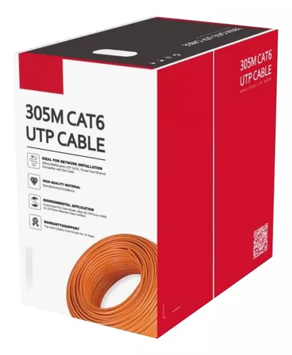 Bobina Cable de Red UTP NARANJA 305 Metros CAT 6 DAHUA