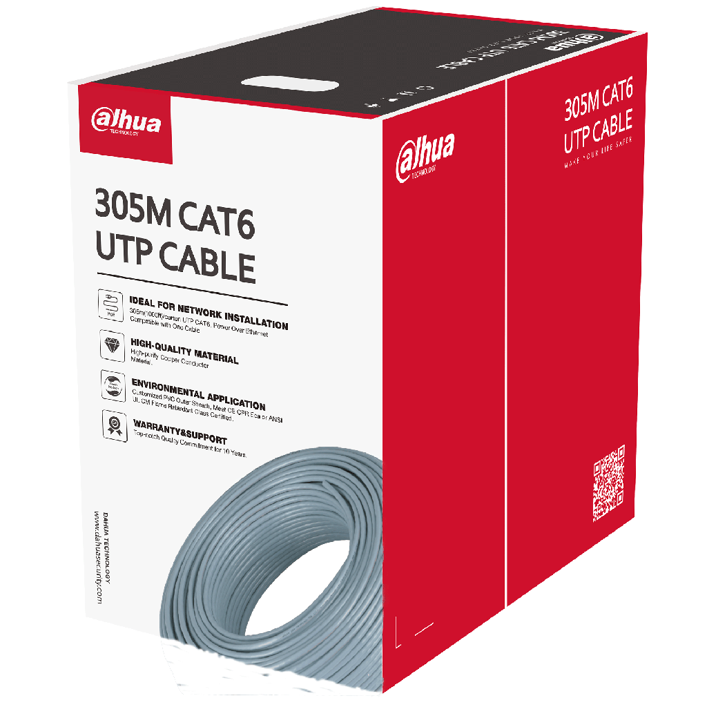 Bobina Cable de Red UTP 305 Metros CAT6 100% Cobre 0.53mm DAHUA