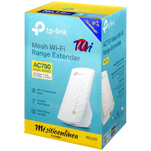 [RE220] Repetidor OneMesh Doble Banda Extensor De Rango Wifi AC750 tp-link RE220